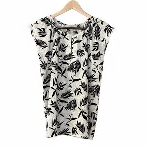 LOFT Black and White Eyelet Top. Size Medium